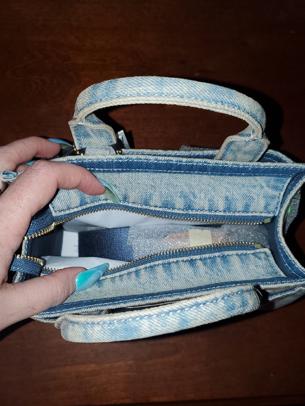 Coach Mini Denim Cherry Tote Bag - Picture 5 of 5